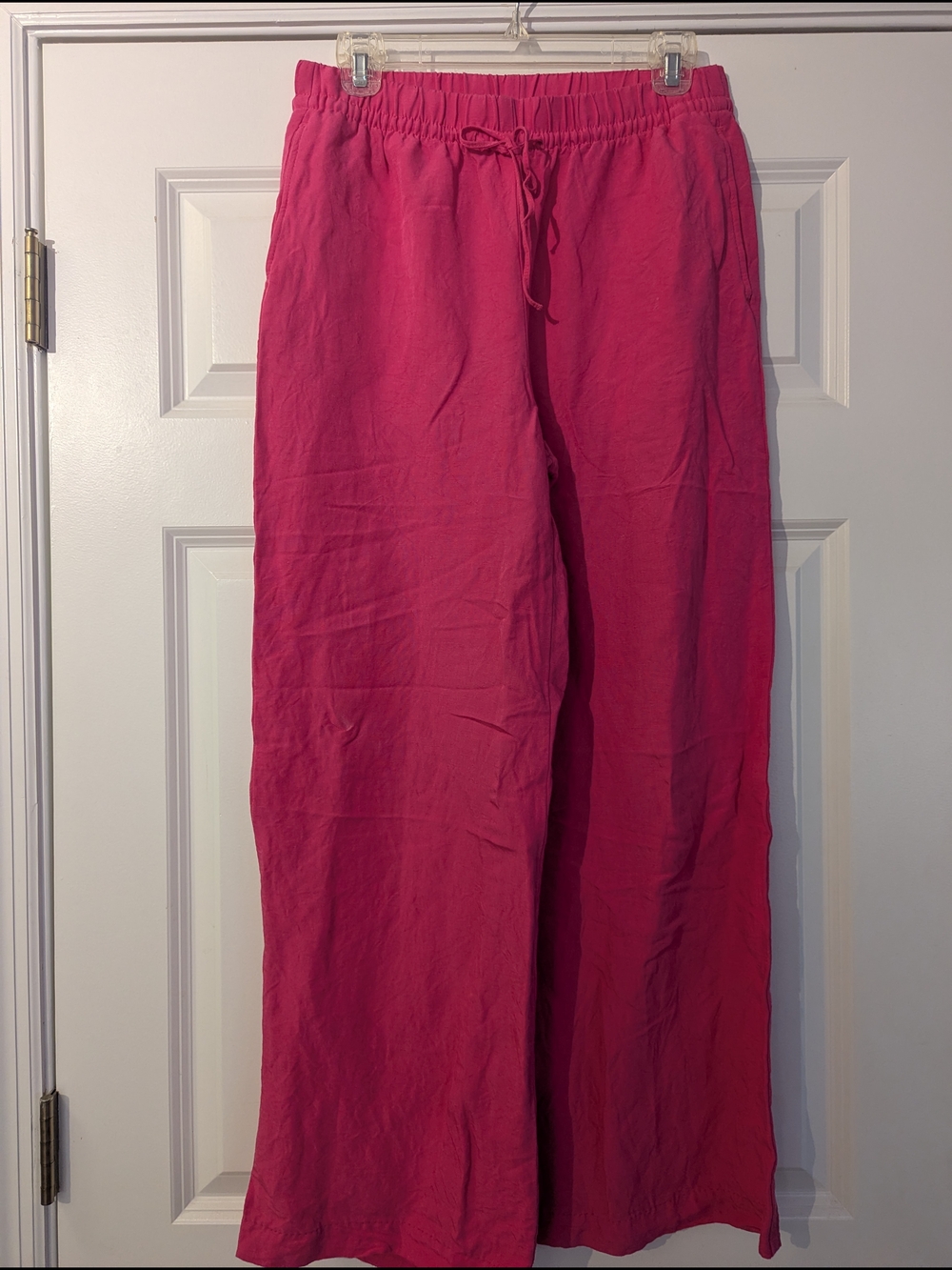 H&M Linen-Blend Wide Leg Pants - Hot Pink
